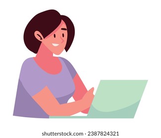 woman studying with a laptop illustration