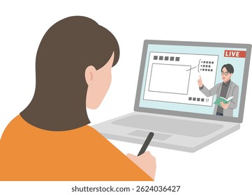 A woman studying at an online school