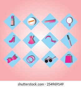 woman stuff icon set