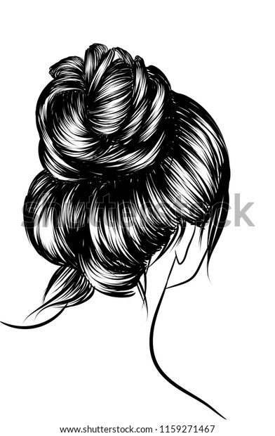 香りの良い眉と美しいおしゃれなクラシックなまんじんを持つ女性 自然な長い髪のビジネスヘアスタイルのイラスト 切り札 ポスター チラシ ウェブ Tシャツ用の印刷物用の手描きのアイデア のベクター画像素材 ロイヤリティフリー