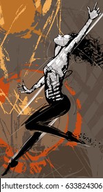 Woman stylish dancer - vector illustration