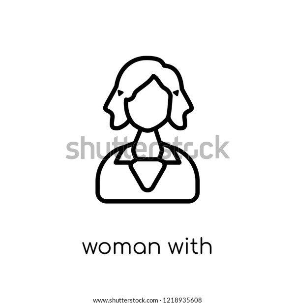 Woman with Stylish Hair icon. Trendy modern\
flat linear vector Woman with Stylish Hair icon on white background\
from thin line Ladies collection, editable outline stroke vector\
illustration