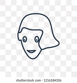 Woman with Stylish Hair vector outline icon isolated on transparent background, high quality linear Woman with Stylish Hair transparency concept can be used web and mobile