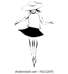 A woman in a stylish hat is featured in a minimalist fashion and beauty illustration.