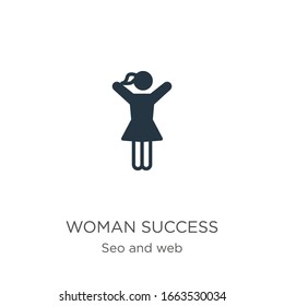 Woman success icon vector. Trendy flat woman success icon from seo and web collection isolated on white background. Vector illustration can be used for web and mobile graphic design, logo, eps10