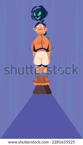 woman sufering of acrophobia attack