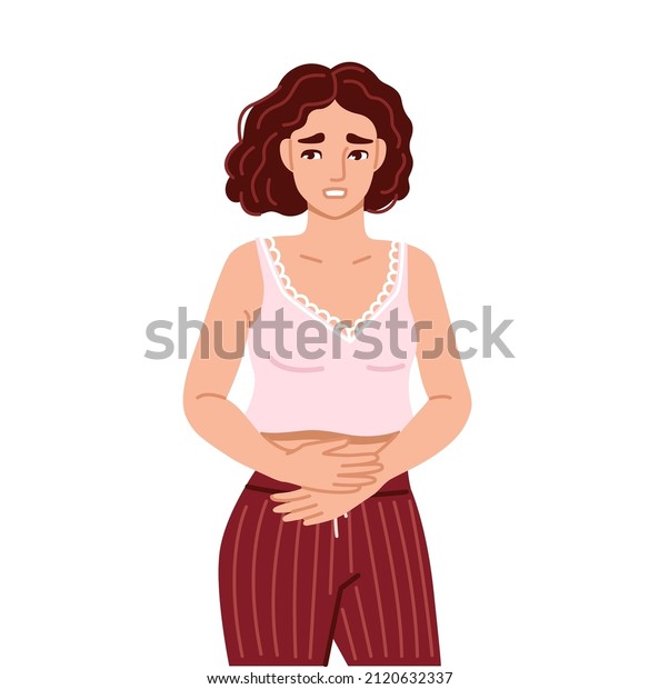 Woman Suffering Acute Abdominal Pain Diarrhea Stock Vector Royalty Free Shutterstock