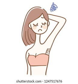 A woman suffering from armpit hair