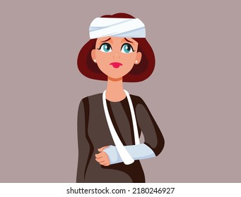 
Woman Suffering Injuries after an Accident Vector Illustration
Victim feeling hurt recovering after traumatic experience
