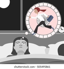 woman suffering insomnia funny cartoon