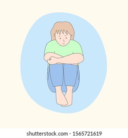 Woman suffering from panic attacks, mental disorder and depression. Modern simple  flat vector illustration.