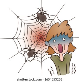 Woman is suffering from spider phobia.