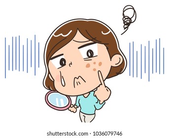 A woman is suffering from stains on her face