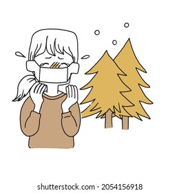 A woman suffering from symptoms caused by pollen from cedar