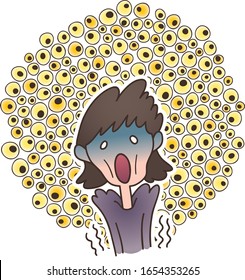 Woman is suffering from Trypophobia.