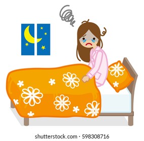 Woman suffers Insomnia -Floral pattern Bedclothes