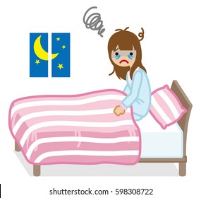 Woman suffers Insomnia-Pink color Bedclothes