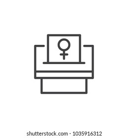 Woman suffrage outline icon. linear style sign for mobile concept and web design. Feminism simple line vector icon. Symbol, logo illustration. Pixel perfect vector graphics