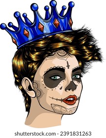 Woman with Sugar Skull Face Paint illustration