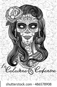 woman with sugar skull makeup, day of the dead