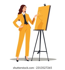 Woman in a suit doing presentation vector isolated