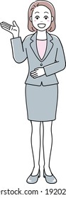 A woman in suit explaining something