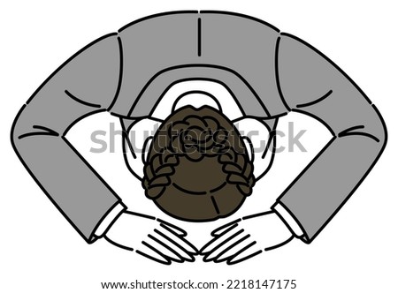Woman in suit getting down on her knees. Illustration of a simple business person. Vector.
