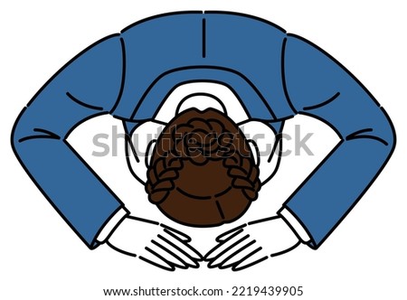 Woman in suit getting down on her knees. Illustration of a simple business person. Vector.
