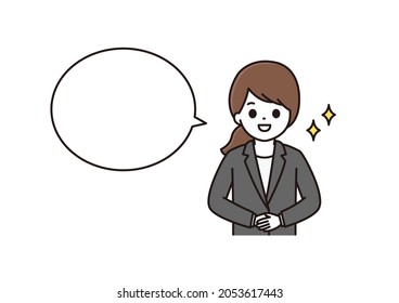 A Woman In A Suit Greeting With A Smile, A Business Woman Balloon Illustration