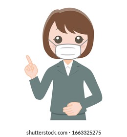 Woman in suit with mask