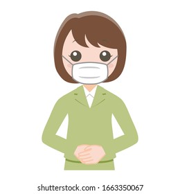 Woman in suit with mask