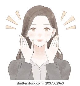 Woman in suit to review. On a white background. Cute and simple art style.