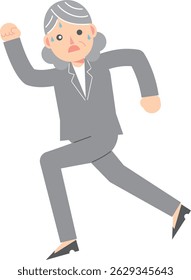 A woman in a suit running in a hurry