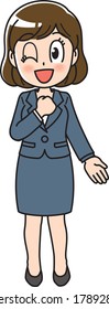 A woman in a suit saying to leave it to me