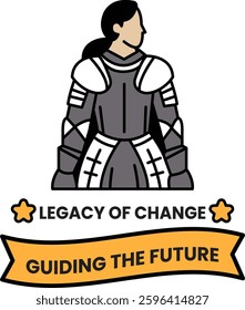 A woman in a suit with a shield on her back. The shield has a star on it. The woman is wearing a helmet