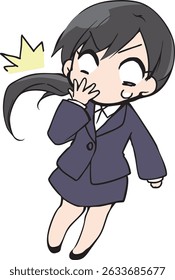A woman in a suit: Shock
