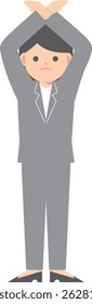 Woman in a suit showing NO