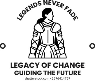 A woman in a suit is standing in front of a shield with the words "Legacy of Change" written on it