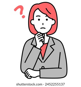 Frau im Anzug denkend