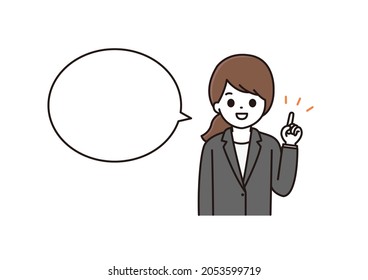 A Woman In A Suit Who Explains And Guides With A Smile, A Business Woman Balloon Illustration