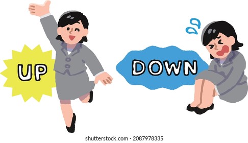 A woman in a suit whose grades go up and down