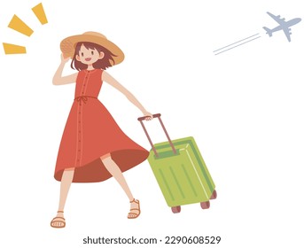 A woman with a suitcase