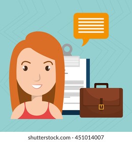 woman with suitcase and papers isolated icon design, vector illustration  graphic 