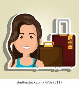 woman suitcase travel location vector illustration eps 10