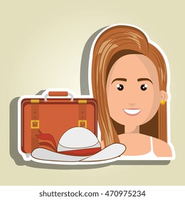 woman suitcase travel location vector illustration eps 10