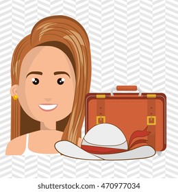 woman suitcase travel location vector illustration eps 10