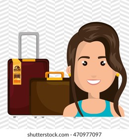 woman suitcase travel location vector illustration eps 10