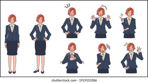 woman in suits in various poses