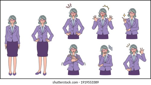 woman in suits in various poses