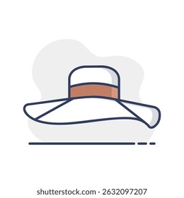 Woman summer hat vector icon. Girl beach sunhat. Summer sign. Graph symbol for travel and tourism web site and apps design, logo, app, UI